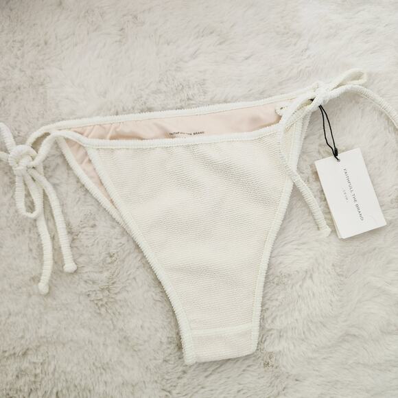 NWT Faithfull The Brand Hazel Seersucker Ivory Low Rise Bikini Brief Bottom - Picture 1 of 10